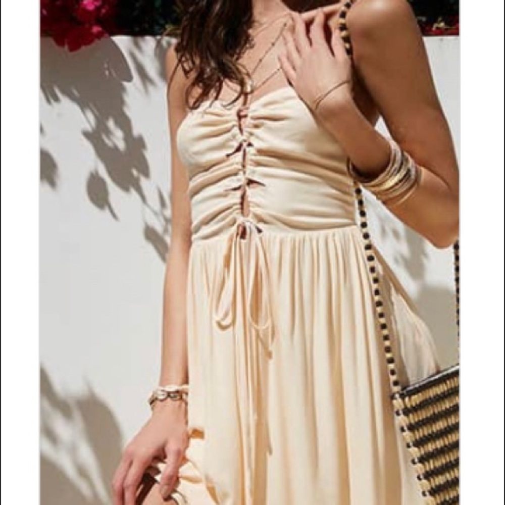 lace up midi dress